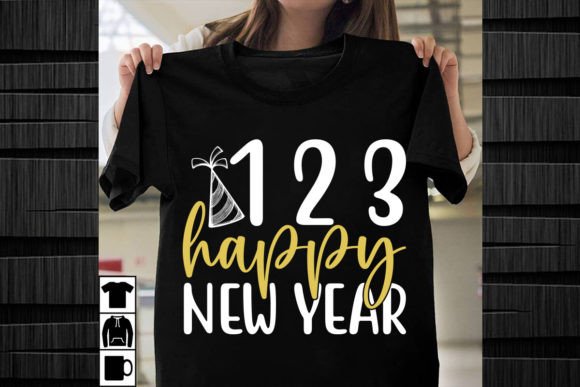 1 2 3 Happy New Year SVG Design: Graphics & T-Shirt Designs
