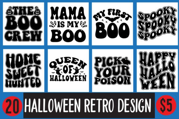 Halloween Retro T-Shirt Design Bundle: Graphics for Bold Editorial Impact