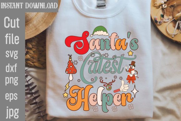 Santa's Cutest Helper Retro Sublimation Graphics