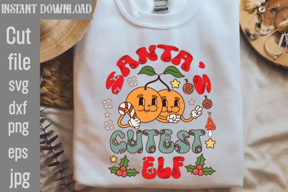 Santa’s Cutest Elf Retro Sublimation Graphics