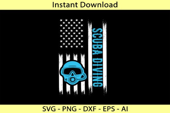 Usa Flag Scuba Diving Graphics for T-Shirt Designs